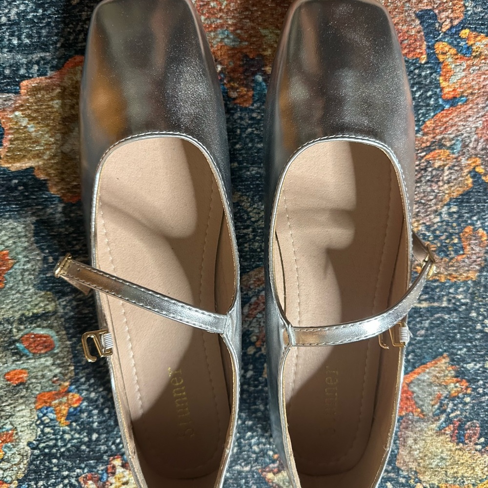 Elegant Silver Mary Jane Flats